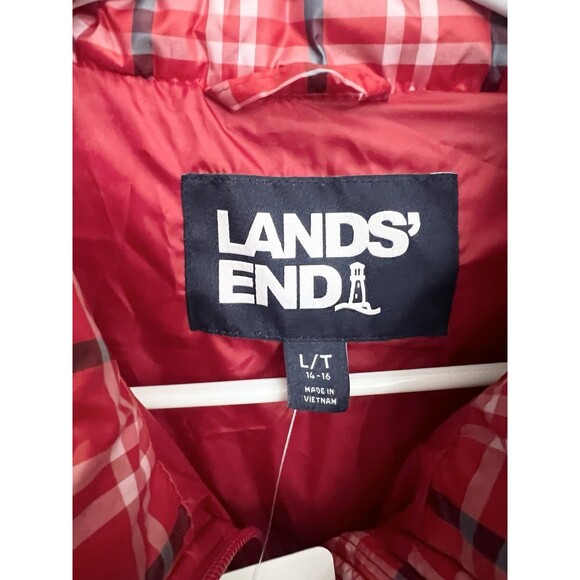 Lands' End Women's Down Puffer Vest 600 Fill Power Large Tall LT Red Top NEW 632 - Picture 2 of 7